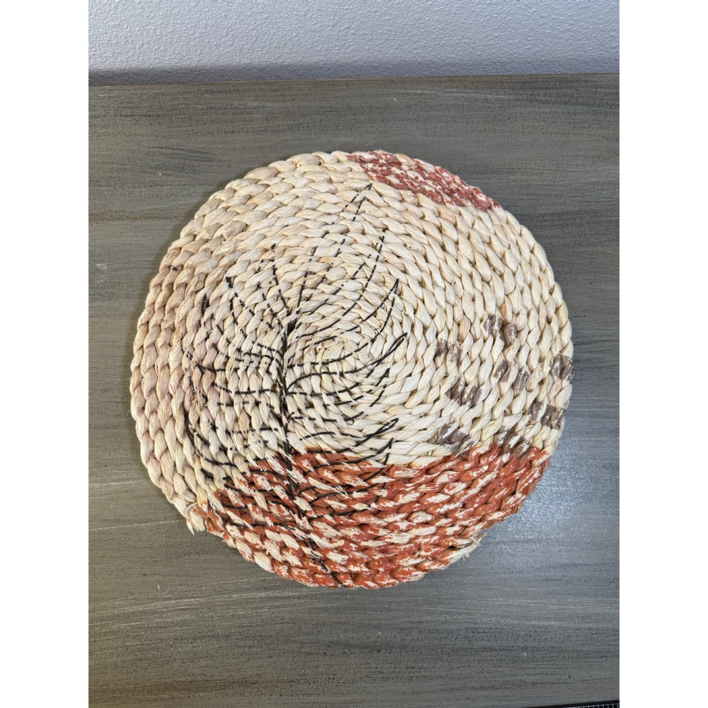 Wall Hanging & Table Decor -Tropical Plants on Woven Straw Spirals -11.50"D Boho - Picture 6 of 6